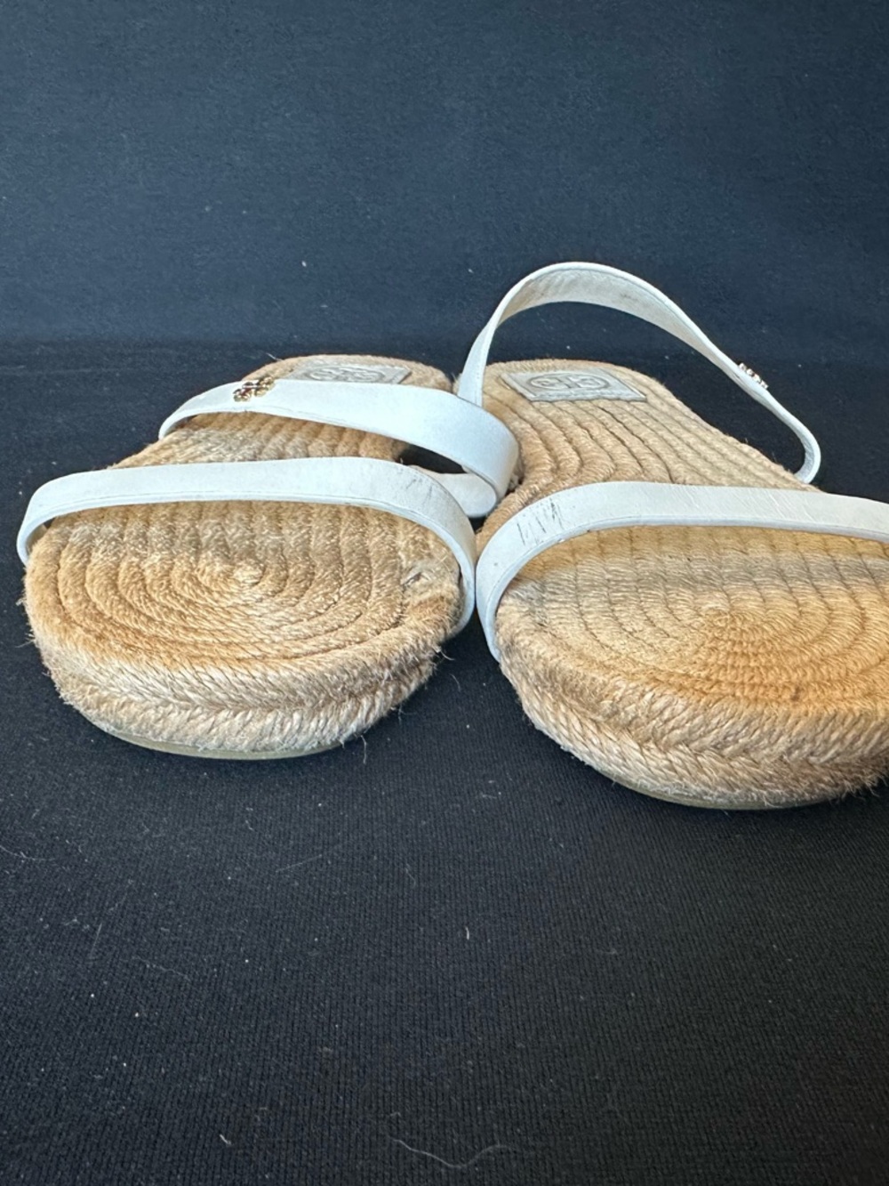 Tory Burch White Leather Double-Strap Espadrille Slide Sandals - Picture 5 of 8